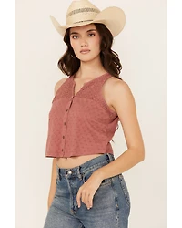 Cleo + Wolf Women's Blaire Cropped Jacquard and Lace Tank