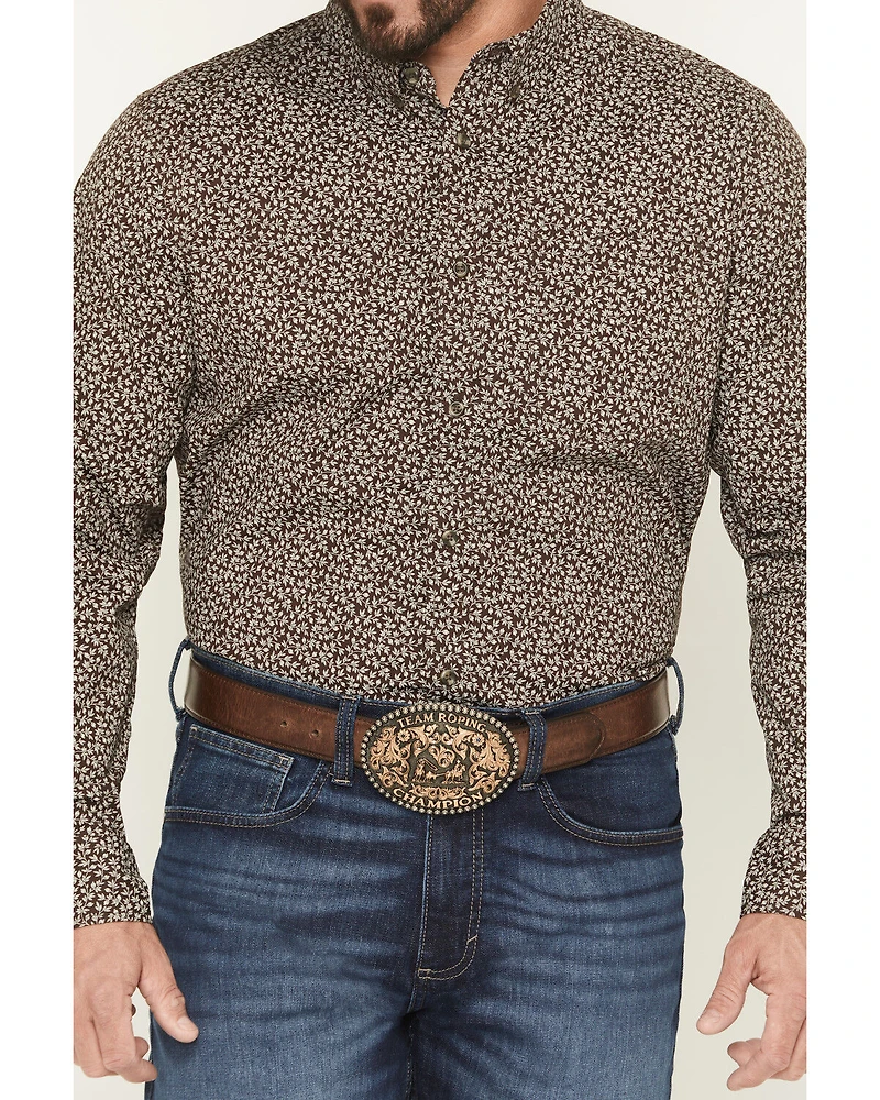 Cody James Men's Denali Ridge Micro Floral Print Long Sleeve Snap Western Shirt