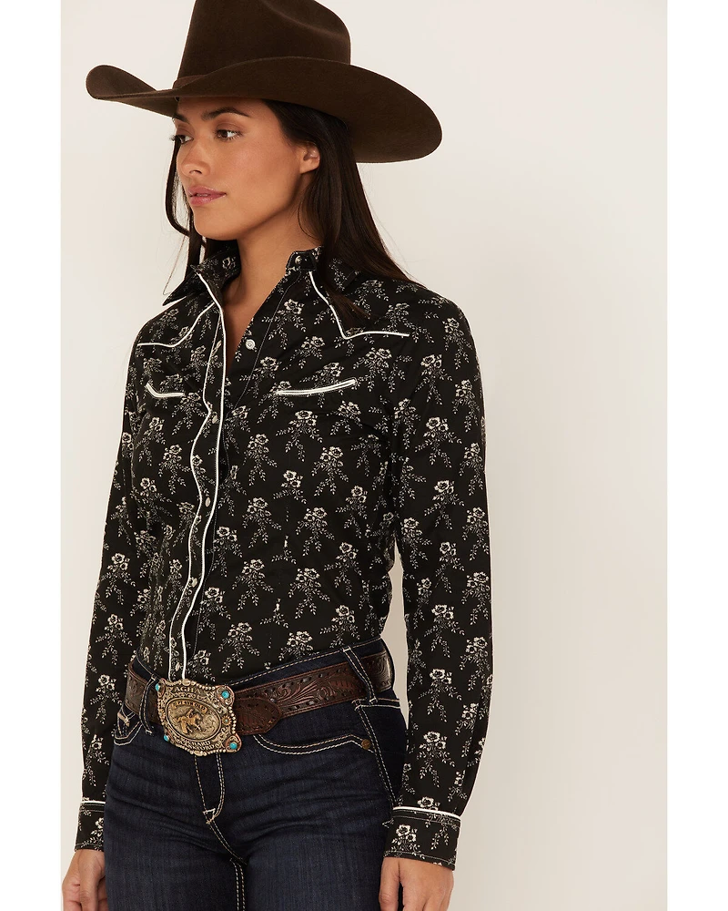 Roper Women's Floral Print Long Sleeve Pearl Snap Western Shirt
