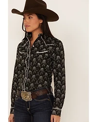Roper Women's Floral Print Long Sleeve Pearl Snap Western Shirt