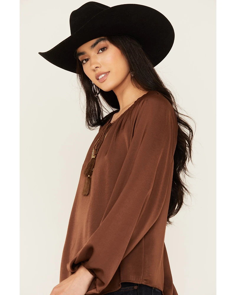 Shyanne Women's Washed Satin Tunic Blouse