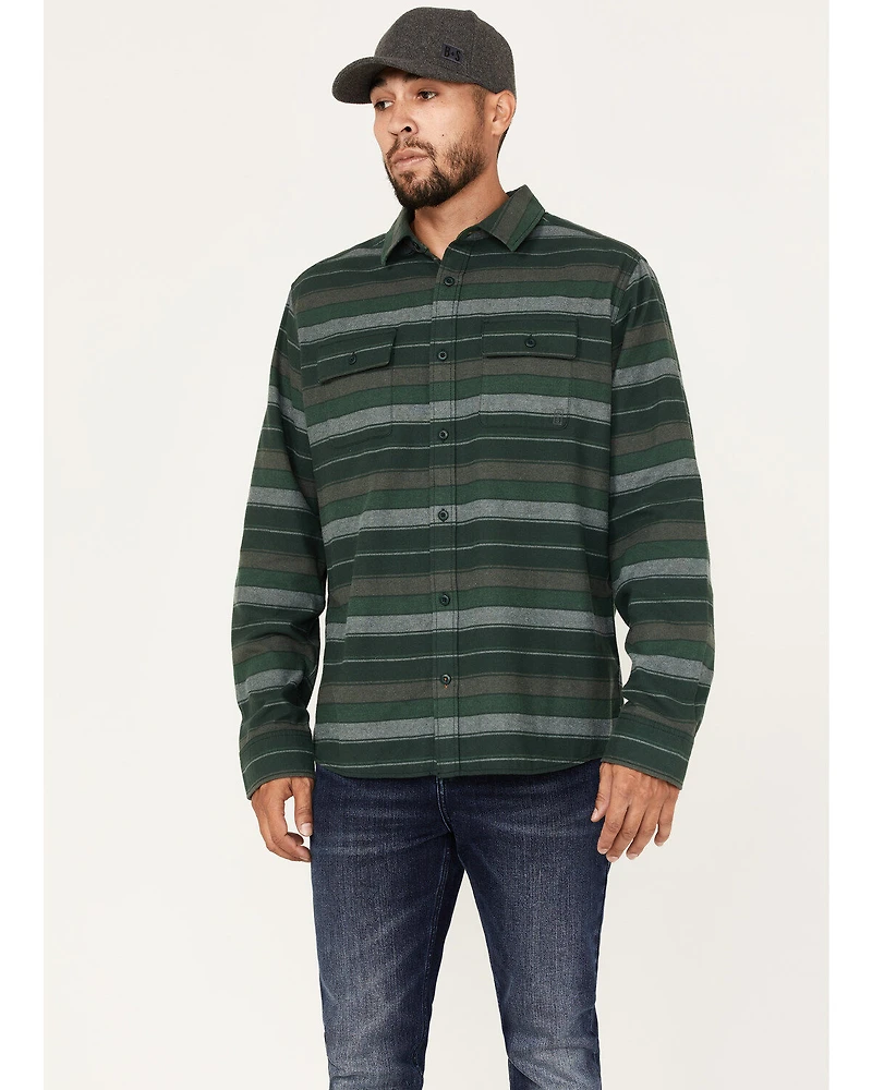 Brothers and Sons Men's Novelty Striped Long Sleeve Button Down Western Flannel Shirt