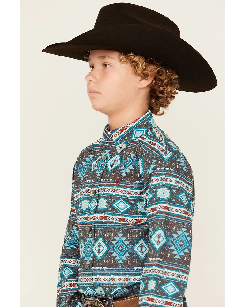 Ariat Boys' Classic Southwestern Striped Long Sleeve Button-Down Western Shirt
