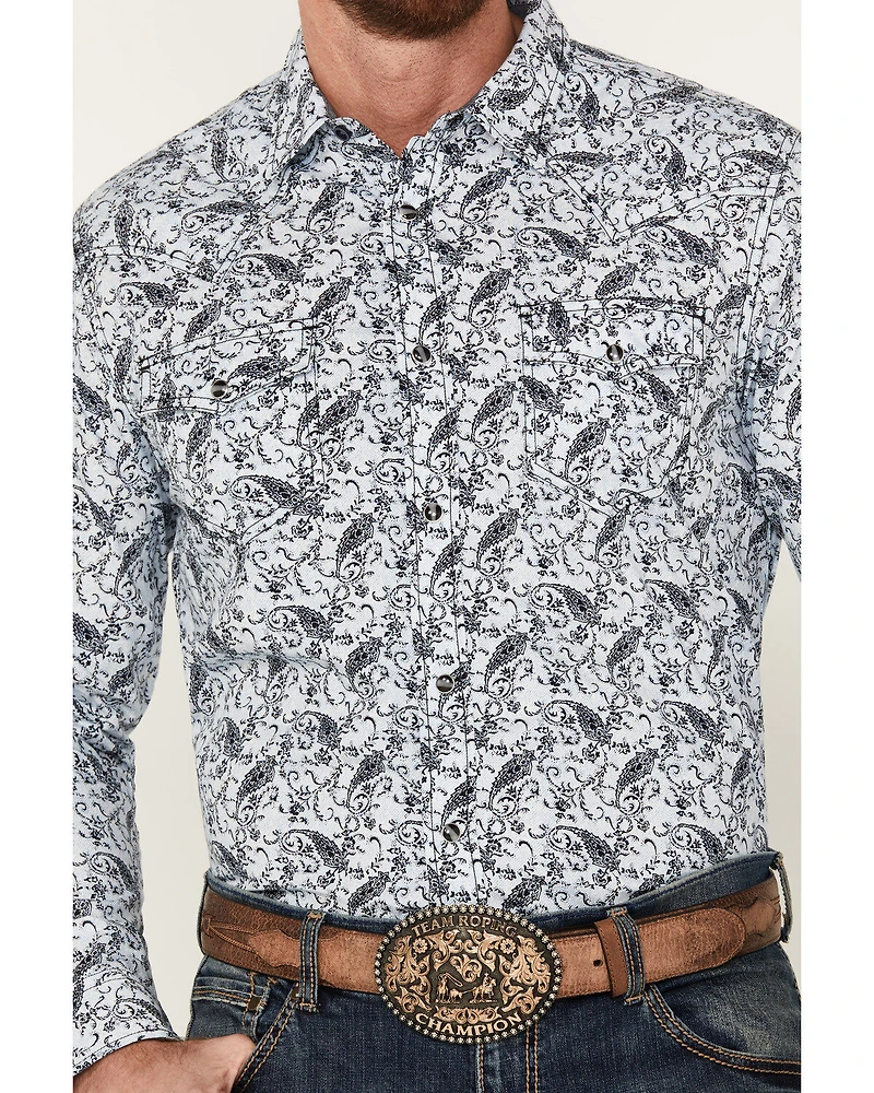 Cody James Men's Casa Blanca Paisley Print Long Sleeve Snap Western Shirt