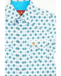 Rodeo Clothing Boys' Little Southwestern Print Short Sleeve Snap Stretch Western Shirt