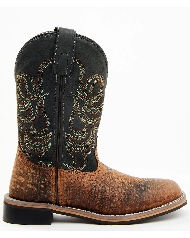 Smoky Mountain Boys' Jesse Bison Leather Print Boot - Square Toe