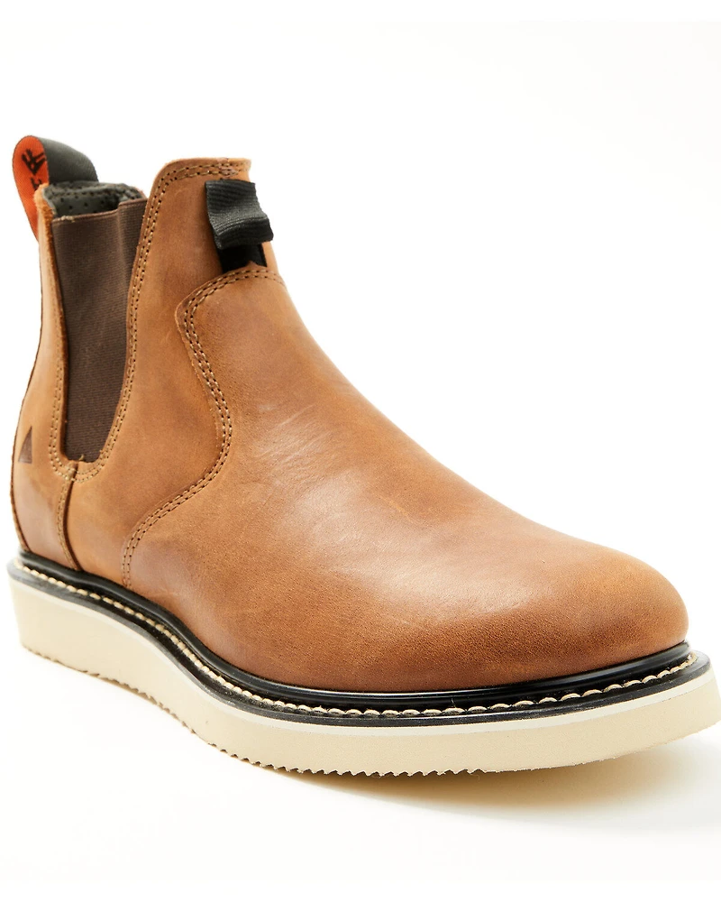 Hawx Men's Crazy Horse Wedge Chelsea Work Boots - Soft Toe