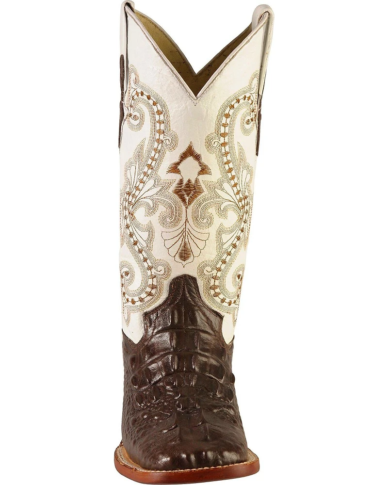 Ferrini Women's Hornback Caiman Print Western Boots - Broad Square Toe