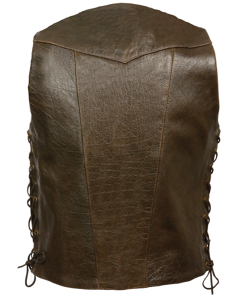Milwaukee Leather Men's Retro 10 Pocket Side Lace Vest - XBig