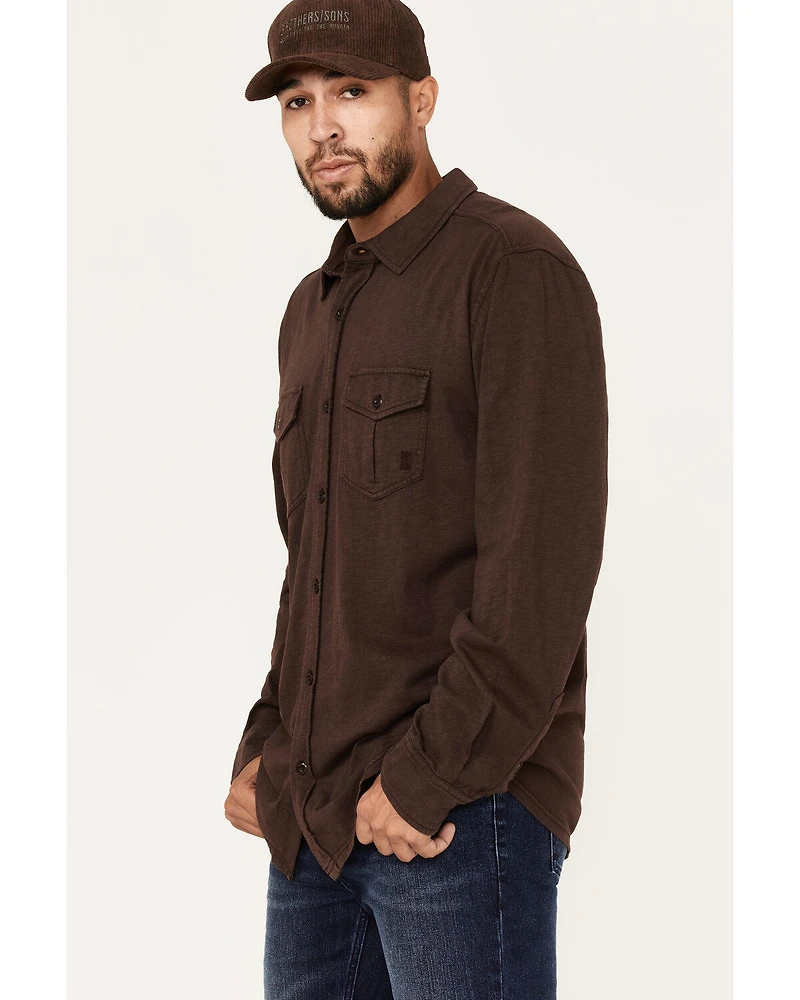 Brothers and Sons Men's Solid Pigment Slub Button Down Western Shirt