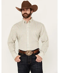 Wrangler Men's Plaid Print Long Sleeve Button-Down Stretch Western Shirt