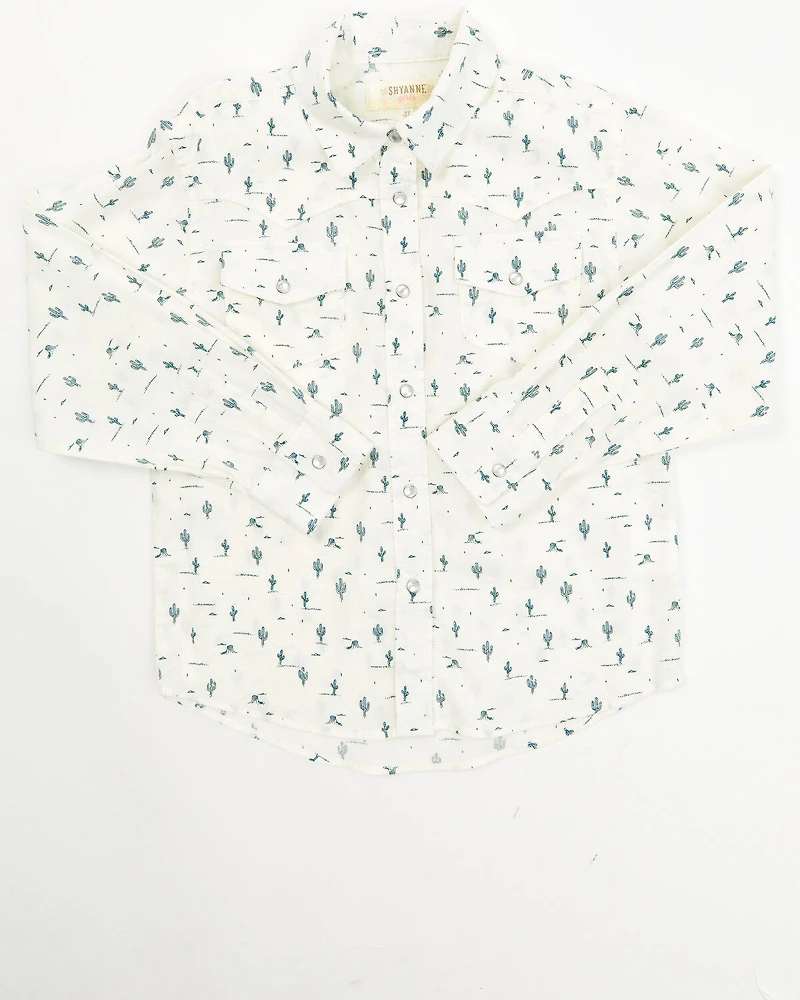 Shyanne Toddler Girls' Cactus Print Western Pearl Snap Shirt