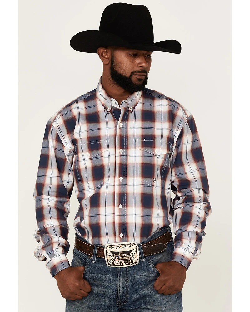 Roper Men's Liberty Bell Large Plaid Print Long Sleeve Button-Down Western Shirt