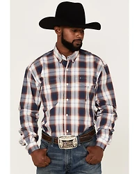 Roper Men's Liberty Bell Large Plaid Print Long Sleeve Button-Down Western Shirt