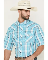 Wrangler Men's 20X Plaid Print Short Sleeve Snap Stretch Western Shirt