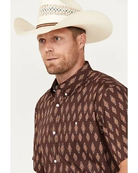 RANK 45® Men's Cash Geo Print Short Sleeve Button-Down Stretch Western Shirt