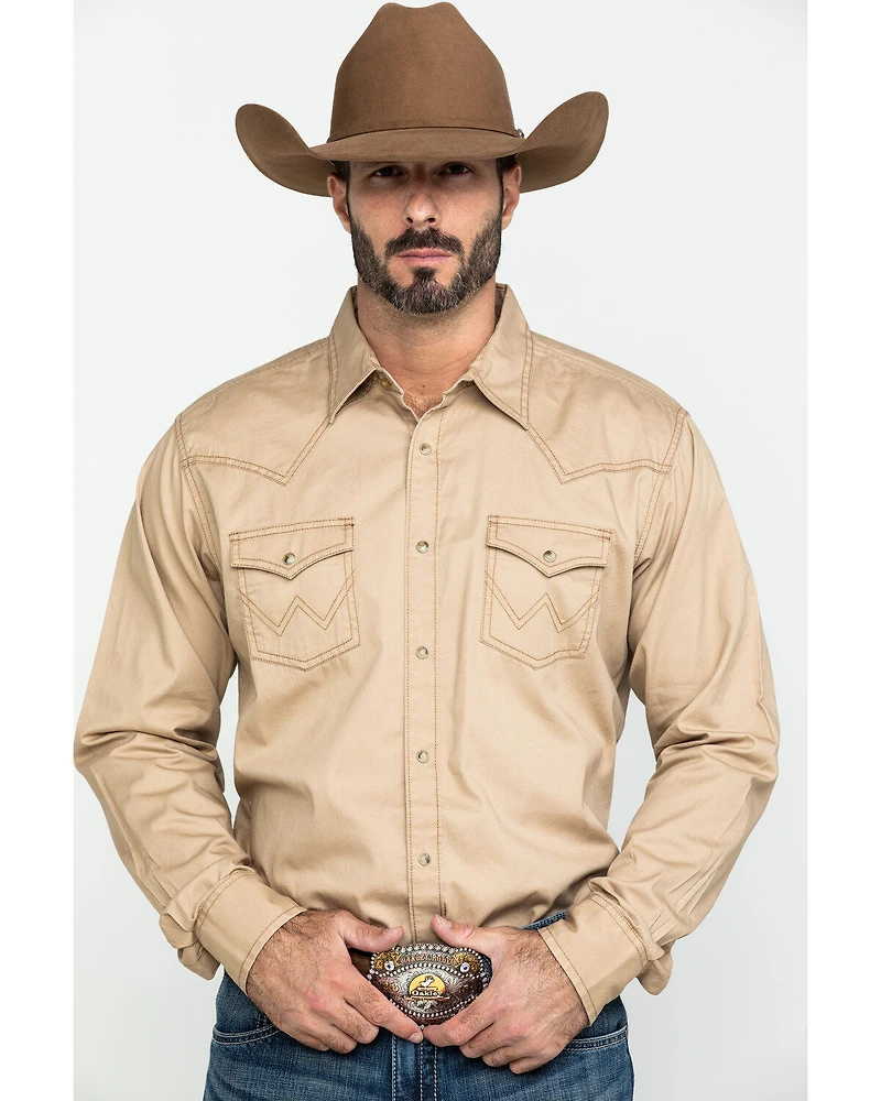 Wrangler Retro Men's Solid Long Sleeve Snap Western Shirt