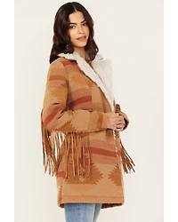 Idyllwind Women's Nettie Sherpa Collar Tonal Blanket Coat