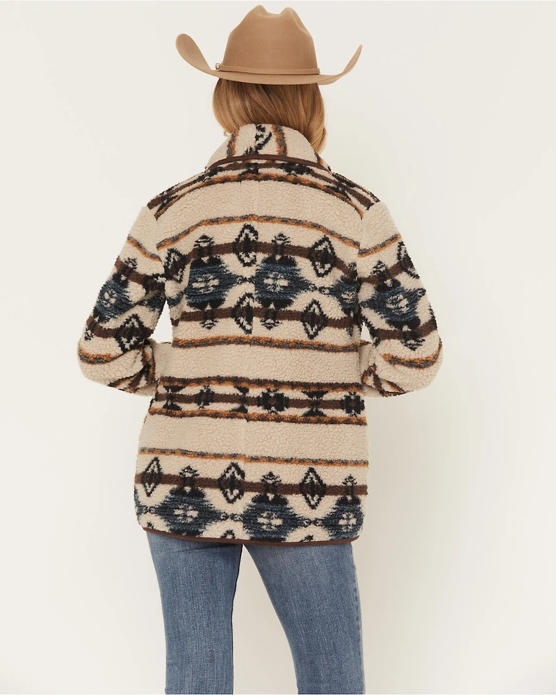 Shyanne Women's Southwestern Print Sherpa Cardigan