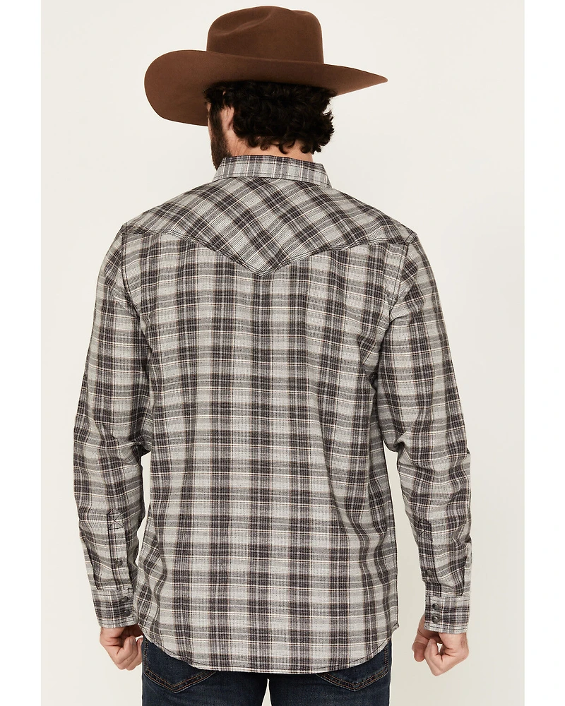 Moonshine Spirit Men's Decibel Plaid Print Long Sleeve Button-Down Western Shirt