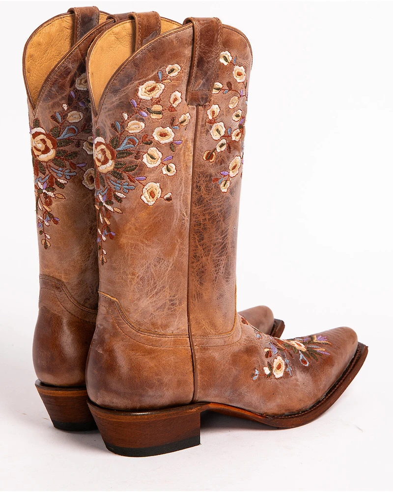 Shyanne Women's Maisie Floral Embroidered Western Leather Boots - Snip Toe