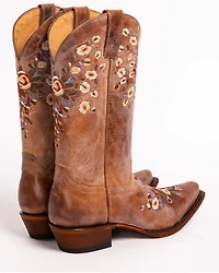 Shyanne Women's Maisie Floral Embroidered Western Leather Boots - Snip Toe
