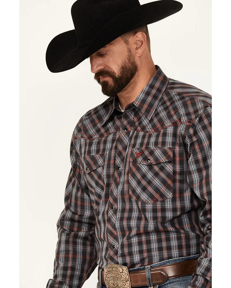Cowboy Hardware Men's Arroyo Plaid Print Long Sleeve Snap Western Shirt