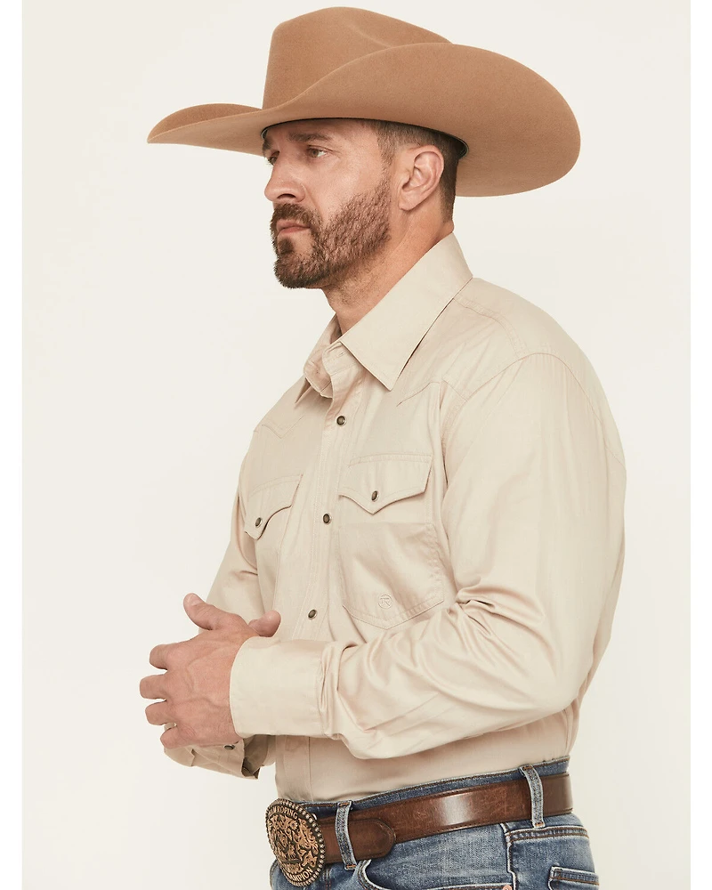 Roper Men's Solid Poplin Long Sleeve Snap Western Shirt