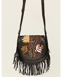 Shyanne Women's Rosalind Floral Beaded Leather Crossbody