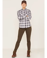 Ariat Women's FR Whitney Plaid Print Long Sleeve Pearl Snap Work Shirt