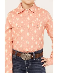 Shyanne Girls' Southwestern Print Long Sleeve Button-Down Stretch Western Shirt