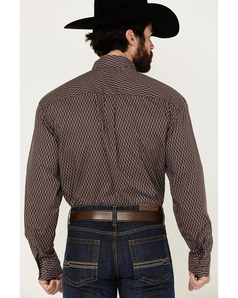 Wrangler Men's Classics Geo Print Long Sleeve Button-Down Western Shirt