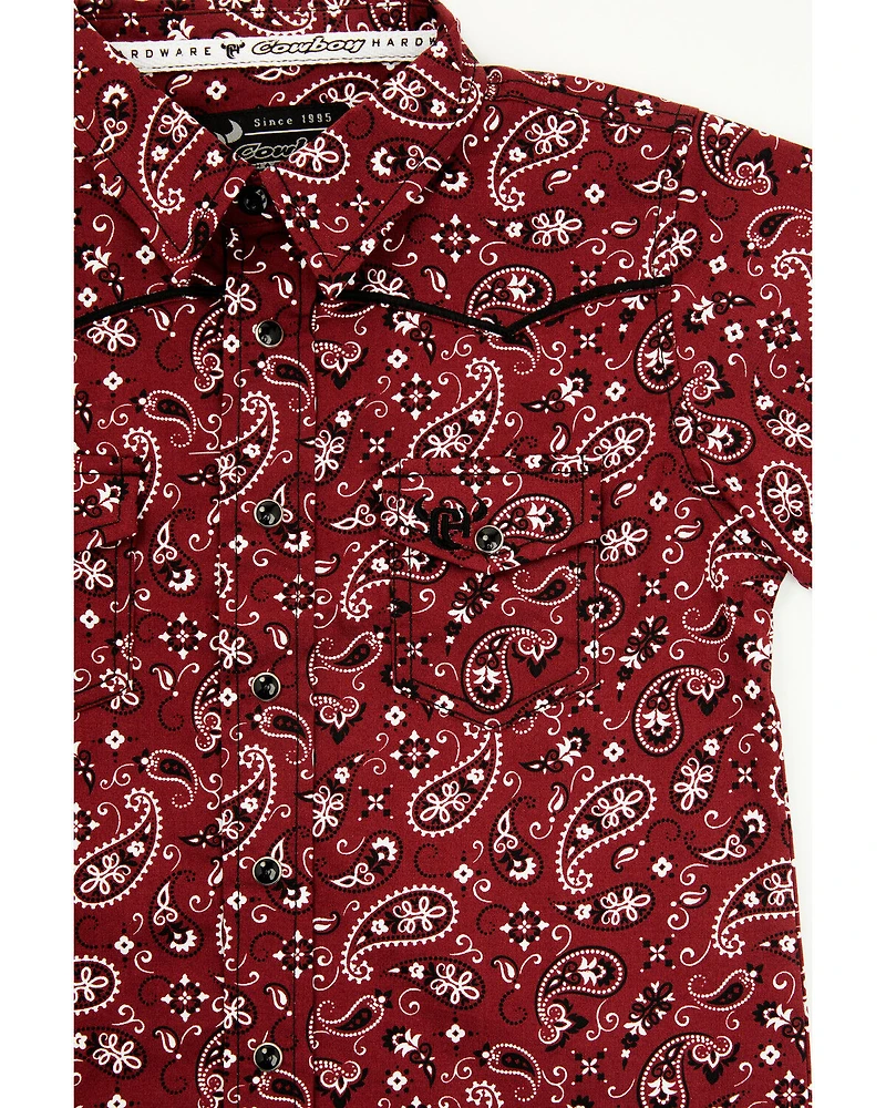 Cowboy Hardware Toddler Boys' Paisley Print Short Sleeve Snap Stretch Western Shirt
