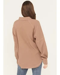 Cleo + Wolf Women's Oversized Long Sleeve Button-Down Gauze Western Shirt