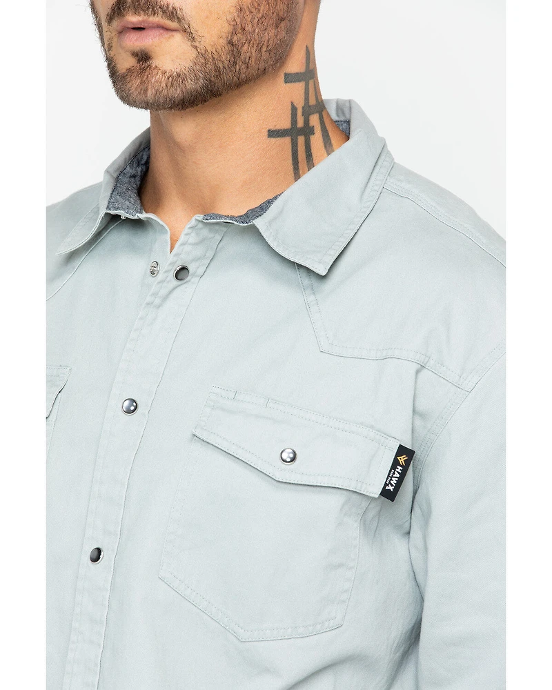 Hawx Men's Gray Twill Snap Western Work Shirt - Big