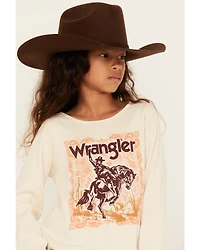 Wrangler Girls' Cowboy Long Sleeve Logo Tee