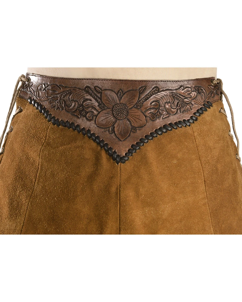 Kobler Leather Women's Choctaw Tooled Lace-Up Suede Skirt