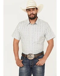 Cody James Men's Wild West Rhythms Southwestern Striped Print Short Sleeve Button-Down Stretch Western Shirt - Big