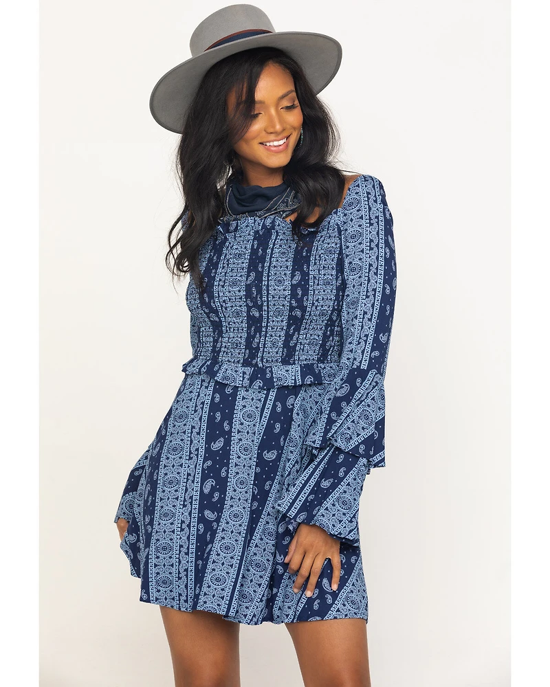 Rock & Roll Denim Women's Bandana Print Mini Dress