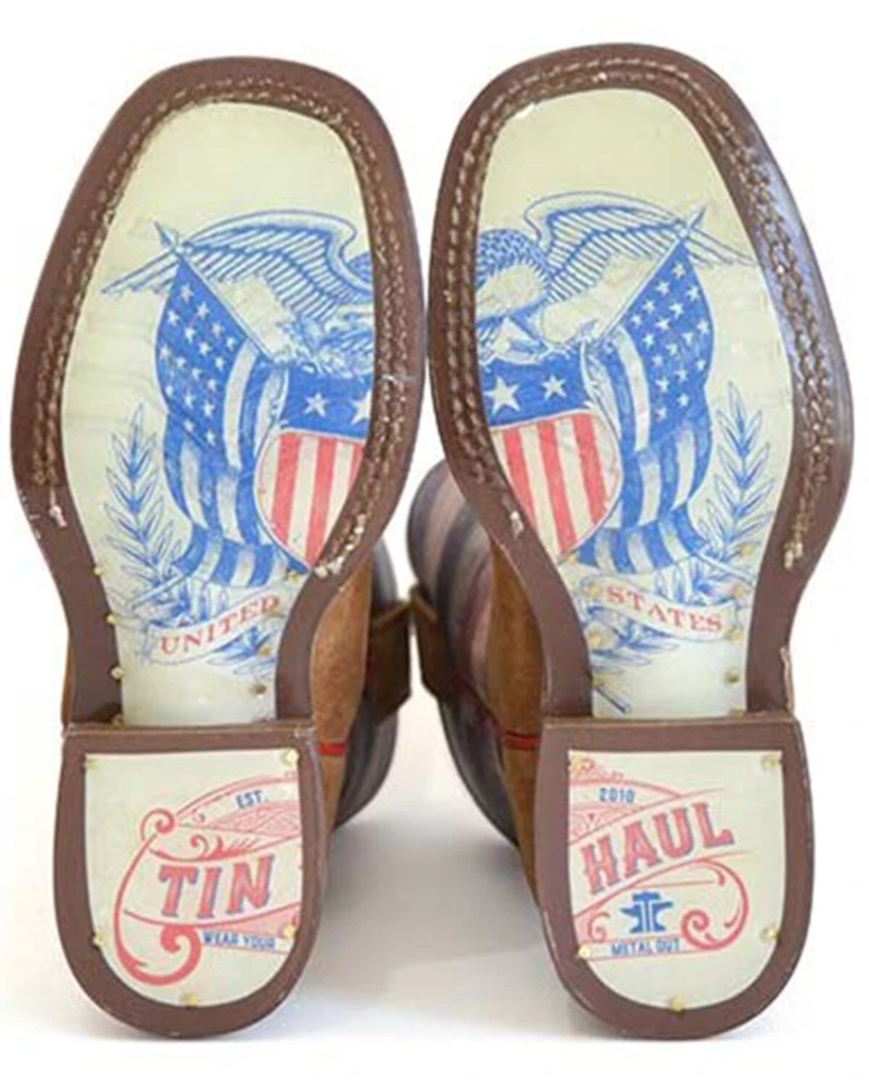 Tin Haul Boys' Patriot Western Boots - Broad Square Toe