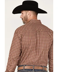 Roper Men's Spiced Plum Geo Print Long Sleeve Button Down Shirt