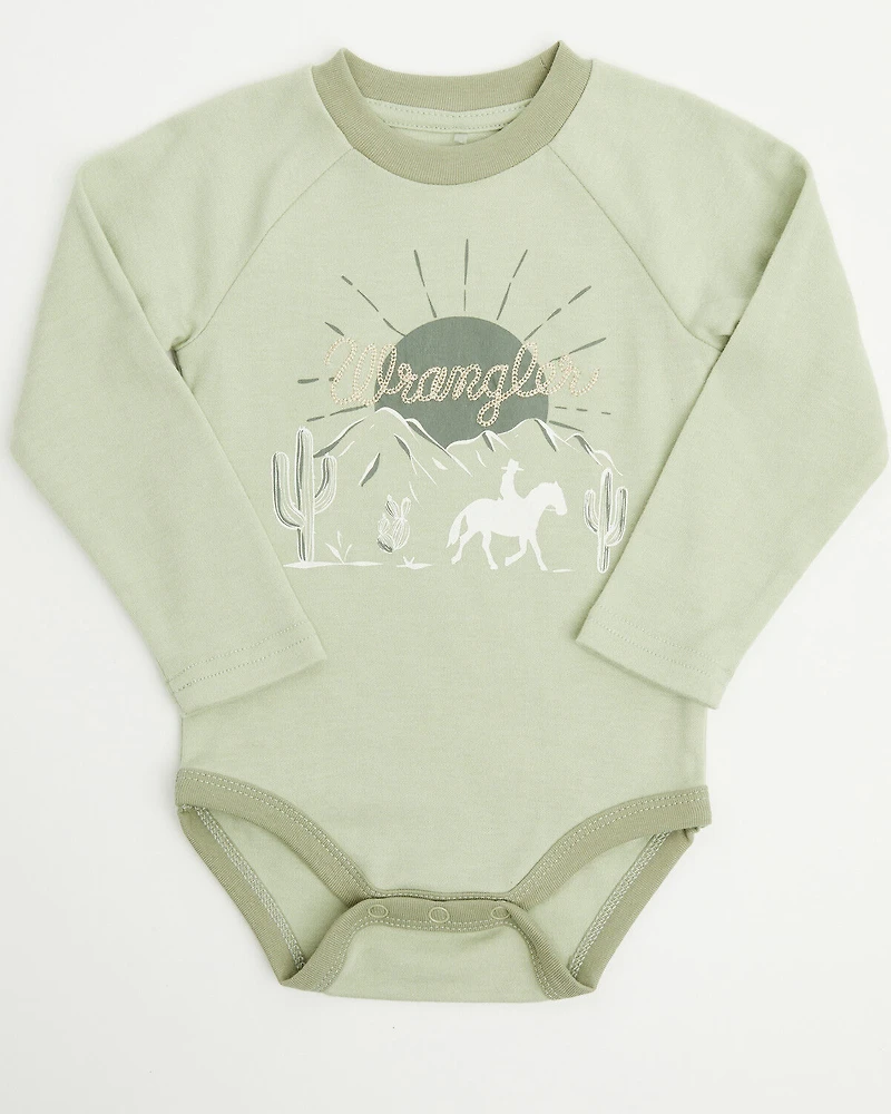 Wrangler Infant Boys' Cowboy Sunset Onesie Set - 3 Piece