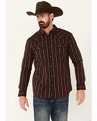 Moonshine Spirit Men's Striped Print Long Sleeve Snap Western Shirt