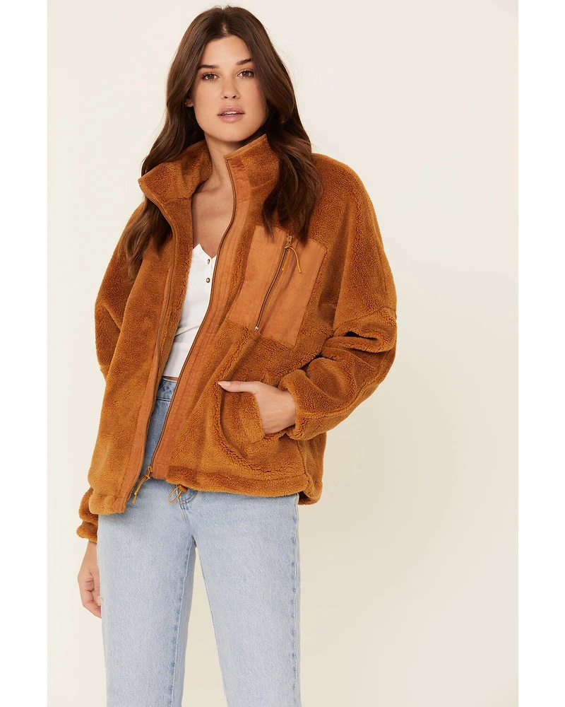 Very J Women's Sherpa Lined Corduroy Zip-Front Jacket