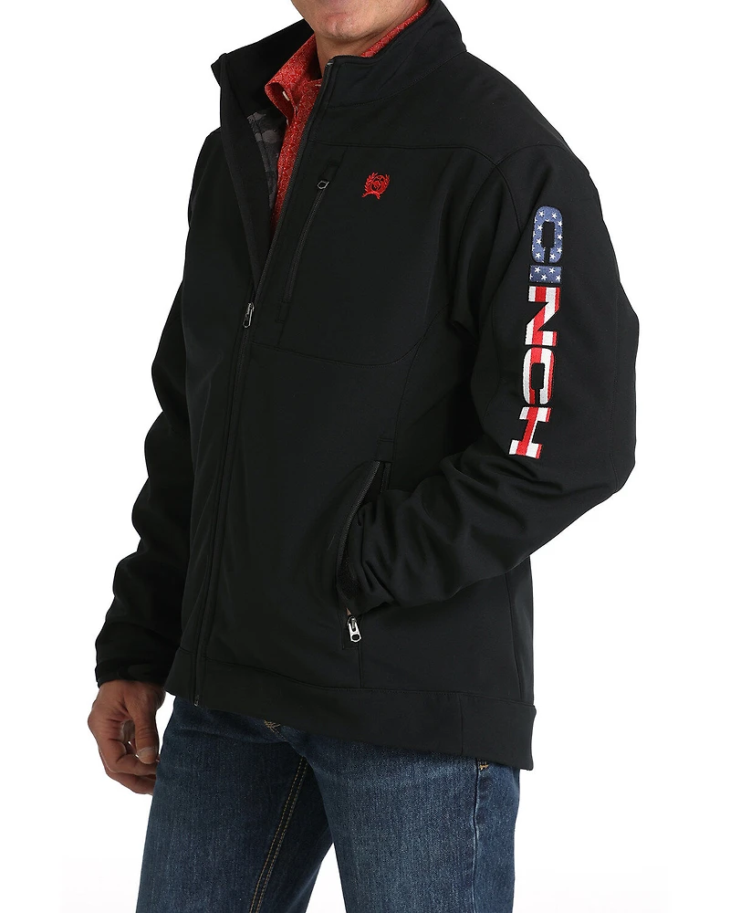 Cinch Men's Solid USA Logo Bonded Softshell Jacket