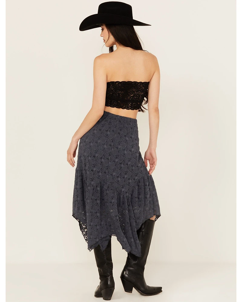 Originality Women's Handkerchief Hem Lace Midi Skirt