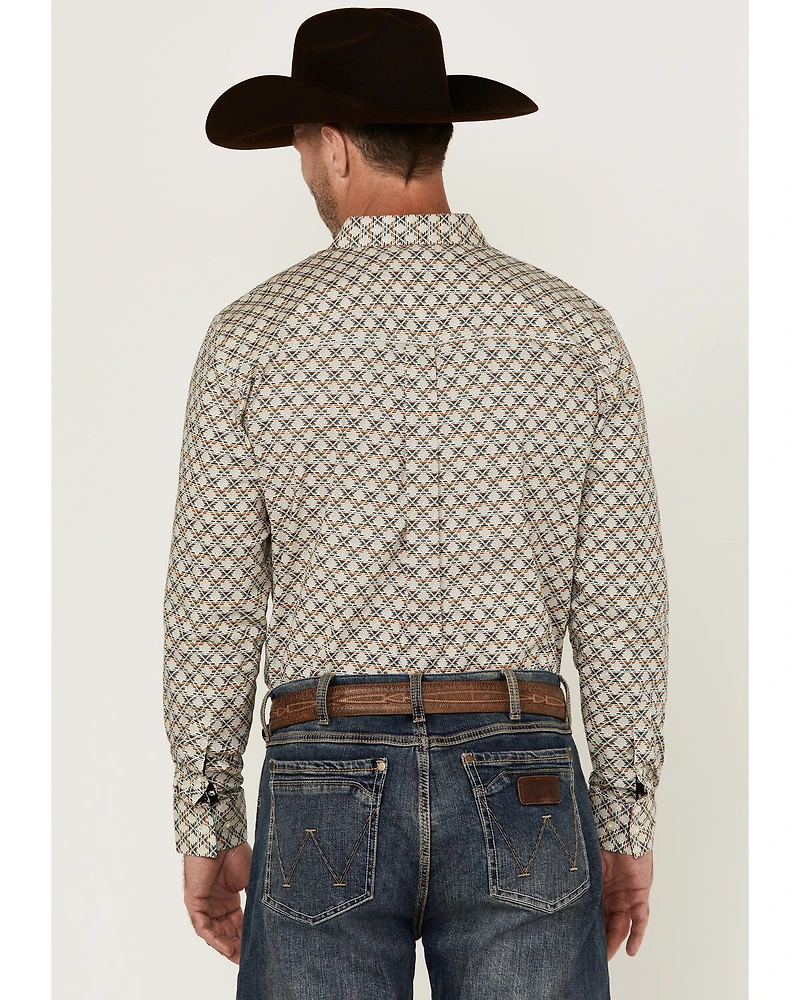 RANK 45® Men's Libreville Geo Print Long Sleeve Button-Down Performance Stretch Western Shirt