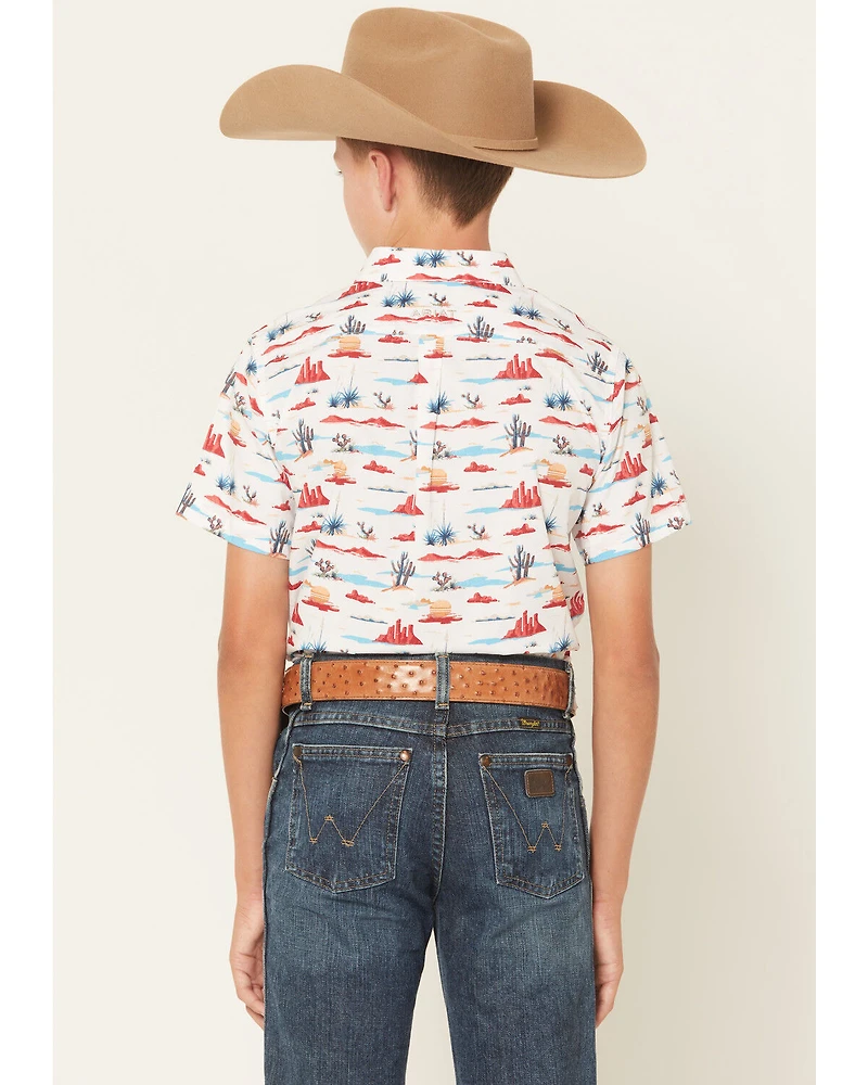 Ariat Boys' Desert Print Short Sleeve Button-Down Western Shirt