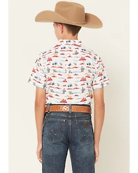 Ariat Boys' Desert Print Short Sleeve Button-Down Western Shirt