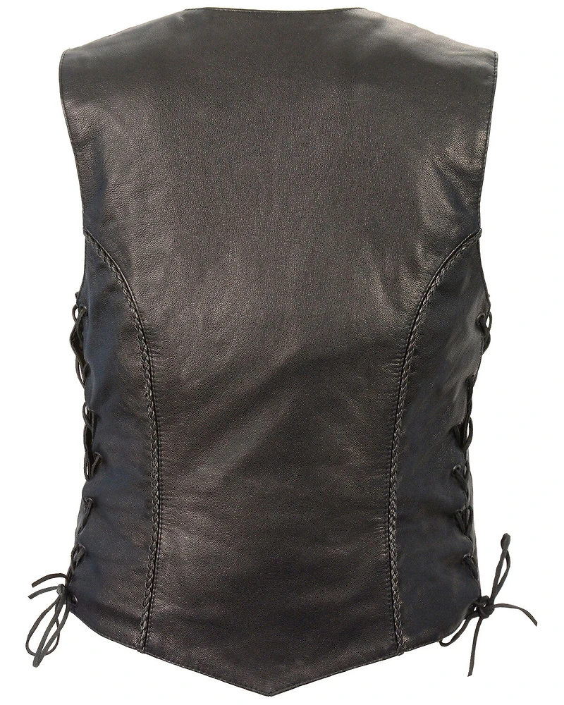 Milwaukee Leather Women's Braided Side Lace Lightweight Snap Front Vest - 5X